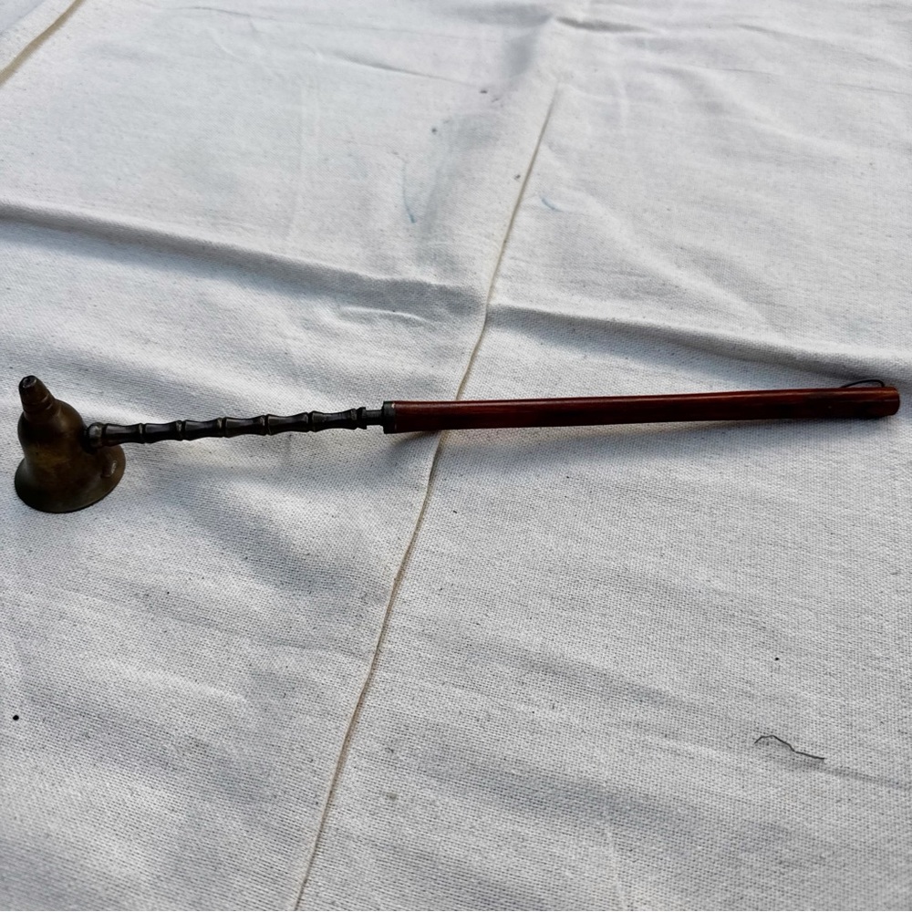 Antique-style Brass Candle Snuffer with Wooden Handle